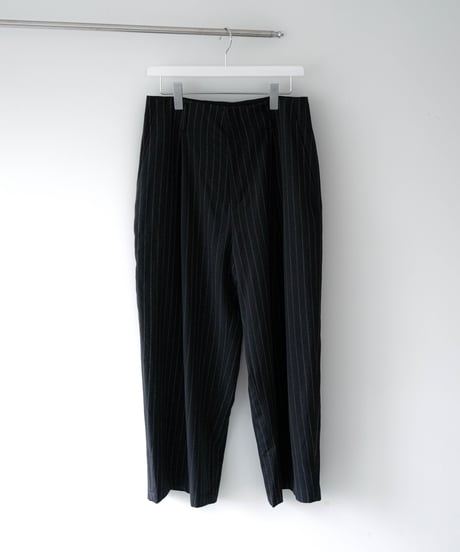 HIGH-END PIN STRIPE WOOL WIDE TROUSERS