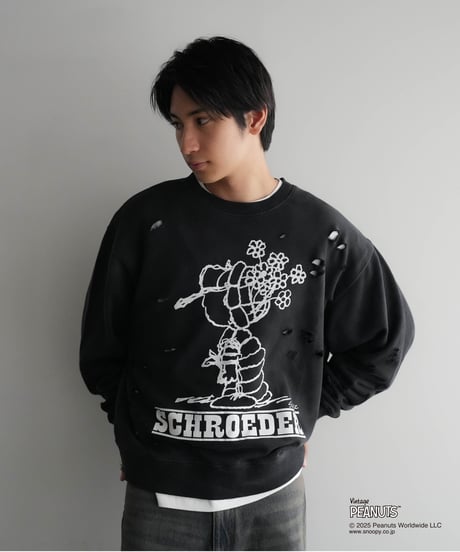 【CTHY+PEANUTSxDISCOVERED】DAMAGE PIGMENT DYED OVERSIZE SWEAT