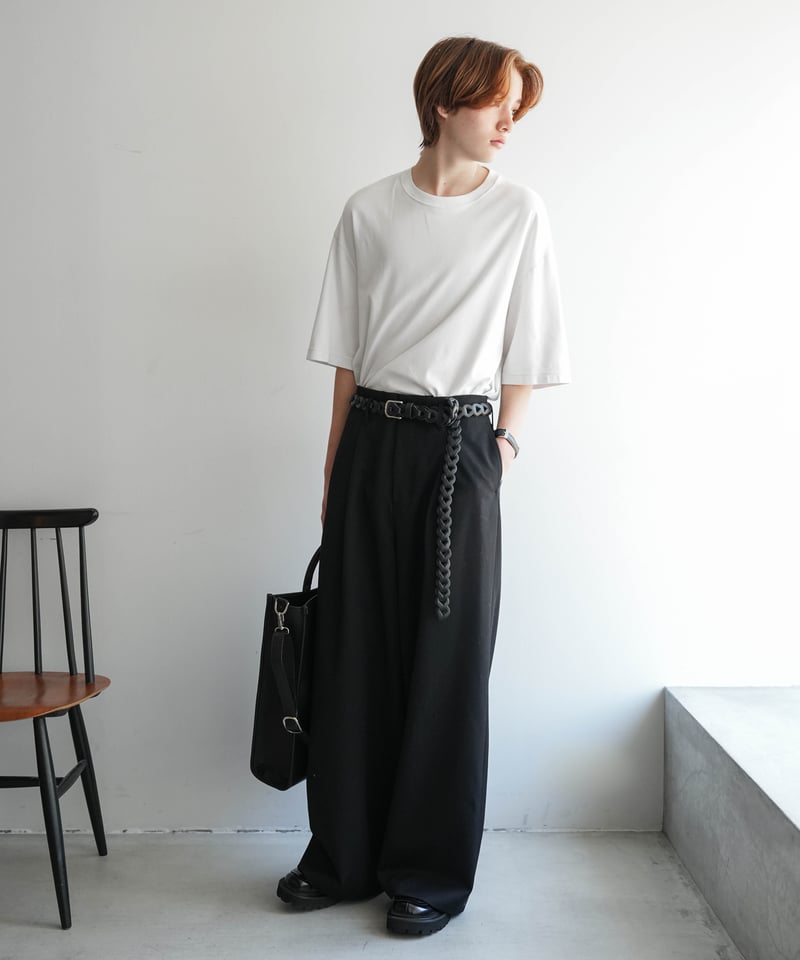CTHY WOOL DENIM WIDE TROUSERS