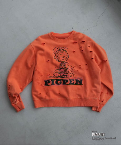 【CTHY+PEANUTSxDISCOVERED】DAMAGE PIGMENT DYED OVERSIZE SWEAT