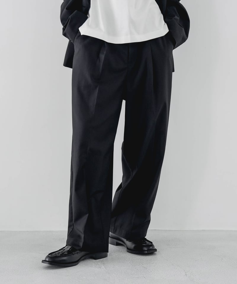 TWILL WIDE TAPERED SLACKS | CTHY