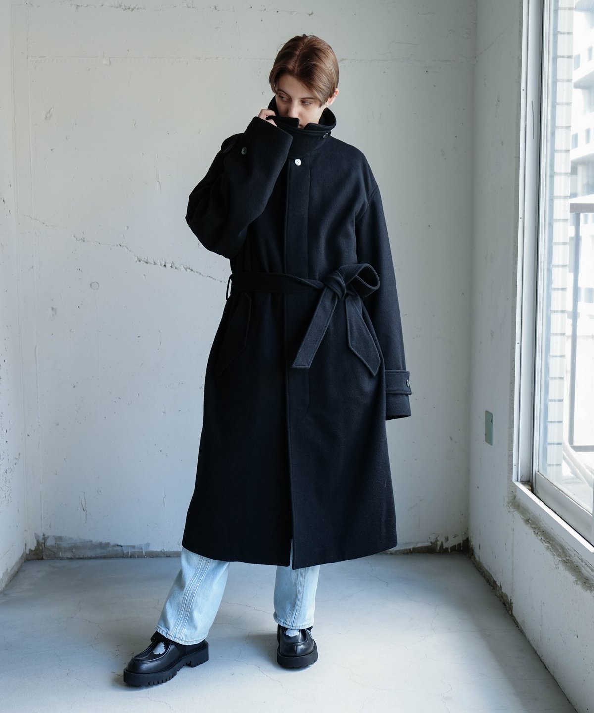 Super 140's Jackal WOOL SOUTAIN COLLAR COAT | CTHY