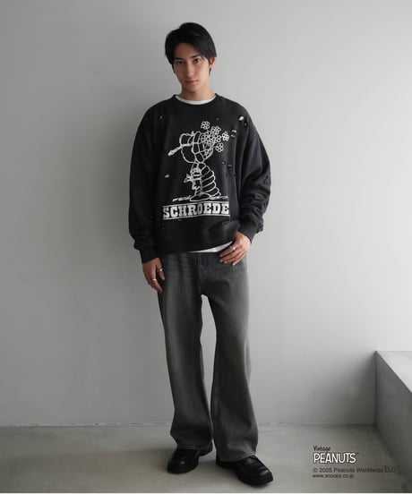 【CTHY+PEANUTSxDISCOVERED】DAMAGE PIGMENT DYED OVERSIZE SWEAT