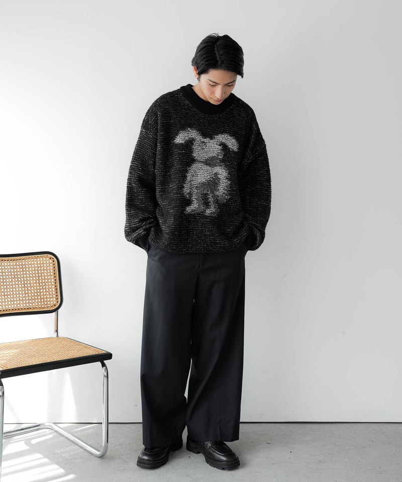 HIGH-END PIN STRIPE WOOL WIDE TROUSERS | CTHY