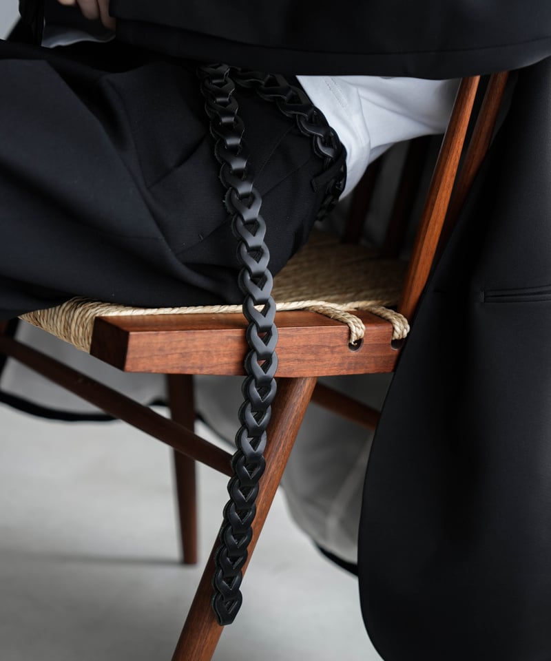 LUXURY MATERIAL CHAIN LONG BUTTERO LEATHER BELT