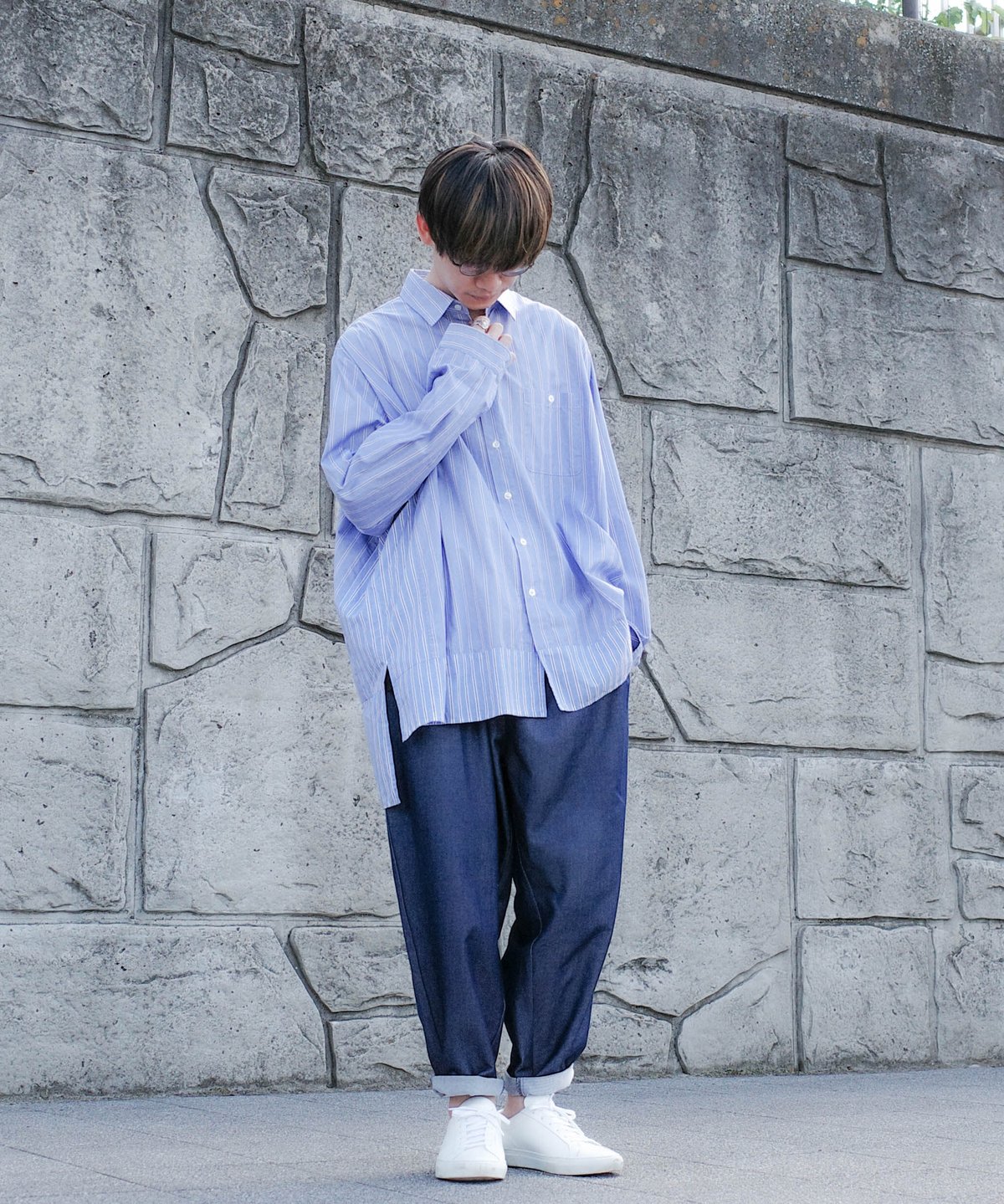 DENIM WIDE TAPERED SLACKS | CTHY