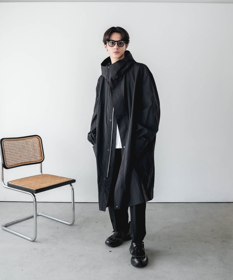 極美品 超高級リモンタナイロンコート 黒 ユニバーサルランゲージ LIMONTA LUXURY MATERIAL HOODED COAT by LIMONTA ITALY FA