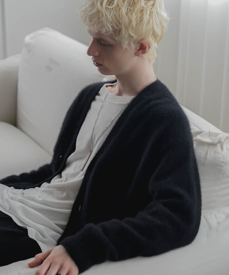 FOX SILK WOOL SHAGGY KNIT CARDIGAN