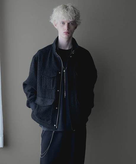 HERITAGE WOOLING HERRINGBONE TWEED HIGHNECK BLOUSON by Silver 950
