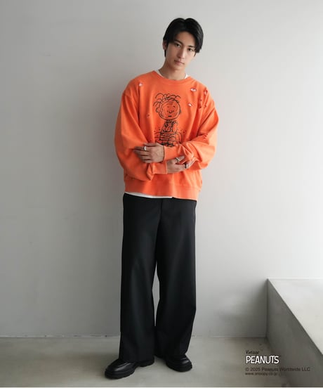 【CTHY+PEANUTSxDISCOVERED】DAMAGE PIGMENT DYED OVERSIZE SWEAT