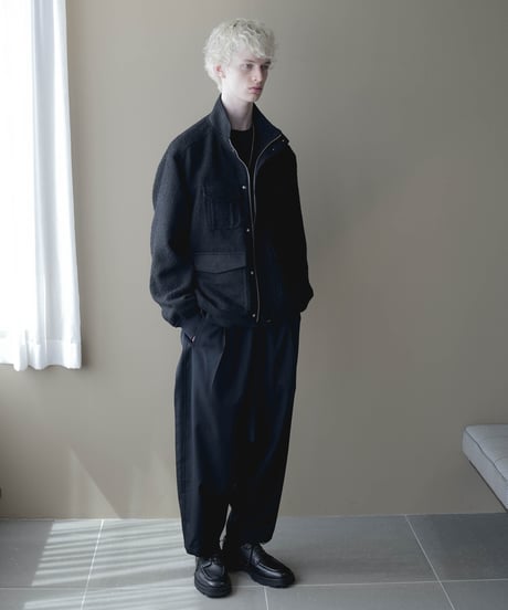 HERITAGE WOOLING HERRINGBONE TWEED HIGHNECK BLOUSON by Silver 950