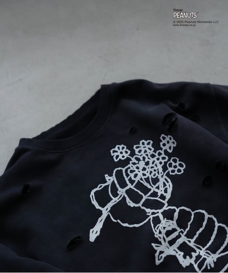 【CTHY+PEANUTSxDISCOVERED】DAMAGE PIGMENT DYED OVERSIZE SWEAT