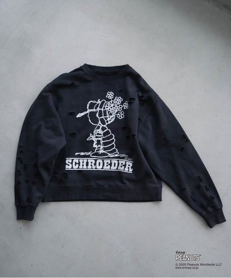 【CTHY+PEANUTSxDISCOVERED】DAMAGE PIGMENT DYED OVERSIZE SWEAT