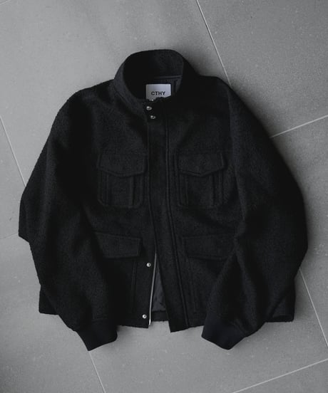 HERITAGE WOOLING HERRINGBONE TWEED HIGHNECK BLOUSON by Silver 950