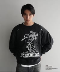 【CTHY+PEANUTSxDISCOVERED】DAMAGE PIGMENT DYED OVERSIZE SWEAT