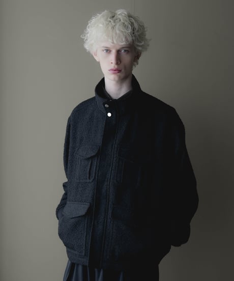 HERITAGE WOOLING HERRINGBONE TWEED HIGHNECK BLOUSON by Silver 950