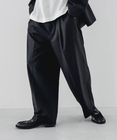 TWILL WIDE TAPERED SLACKS