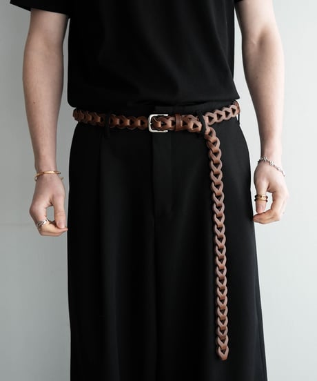 LUXURY MATERIAL CHAIN LONG BUTTERO LEATHER BELT