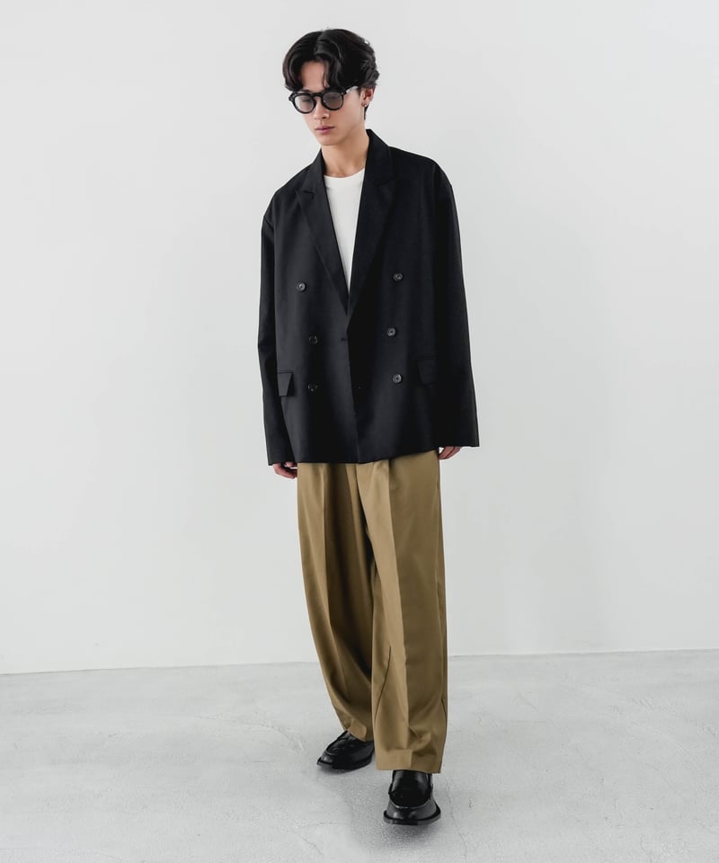 TWILL WIDE TAPERED SLACKS | CTHY