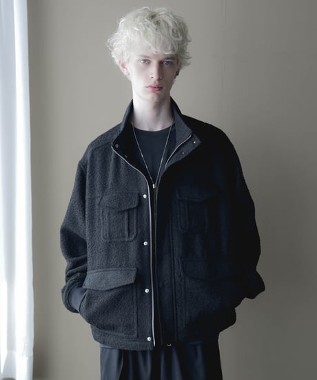 HERITAGE WOOLING HERRINGBONE TWEED HIGHNECK BLOUSON by Silver 950