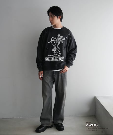 【CTHY+PEANUTSxDISCOVERED】DAMAGE PIGMENT DYED OVERSIZE SWEAT