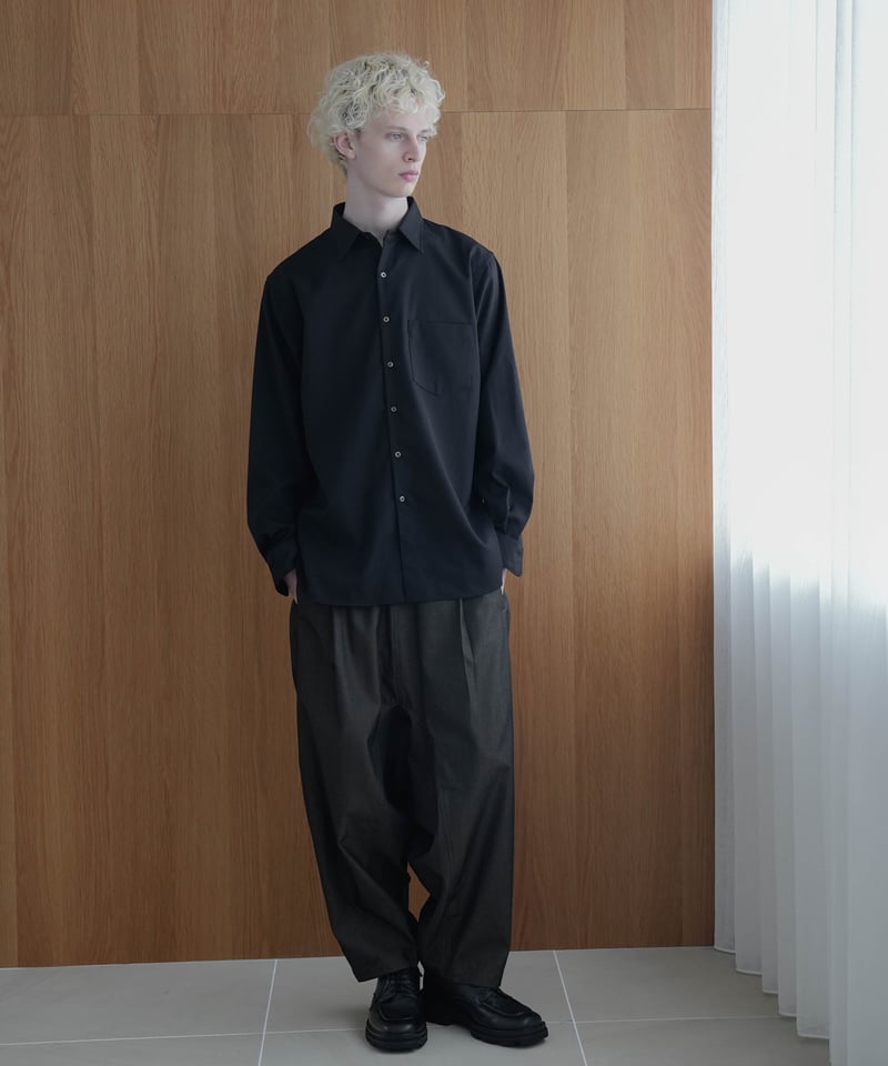 LUXURY MATERIAL BISHU WOOL WIDE SAROUEL SLACKS