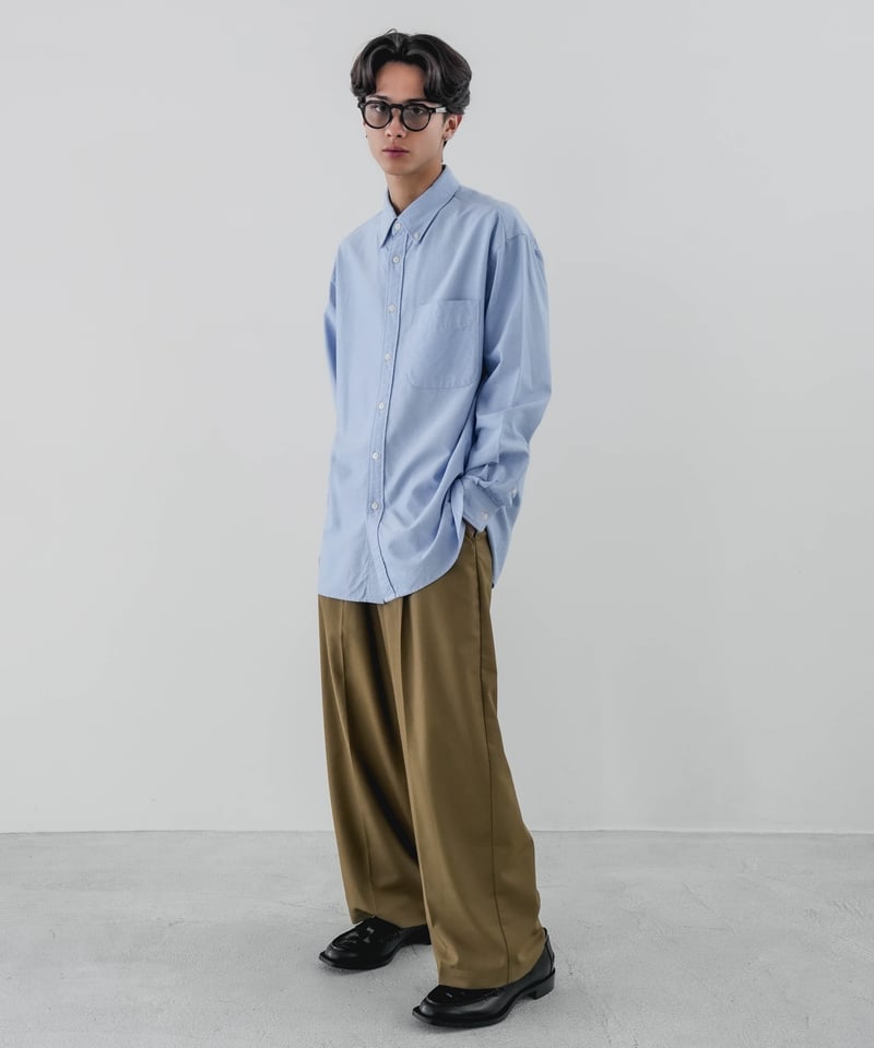 TWILL WIDE TAPERED SLACKS | CTHY