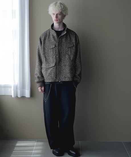 HERITAGE WOOLING HERRINGBONE TWEED HIGHNECK BLOUSON by Silver 950