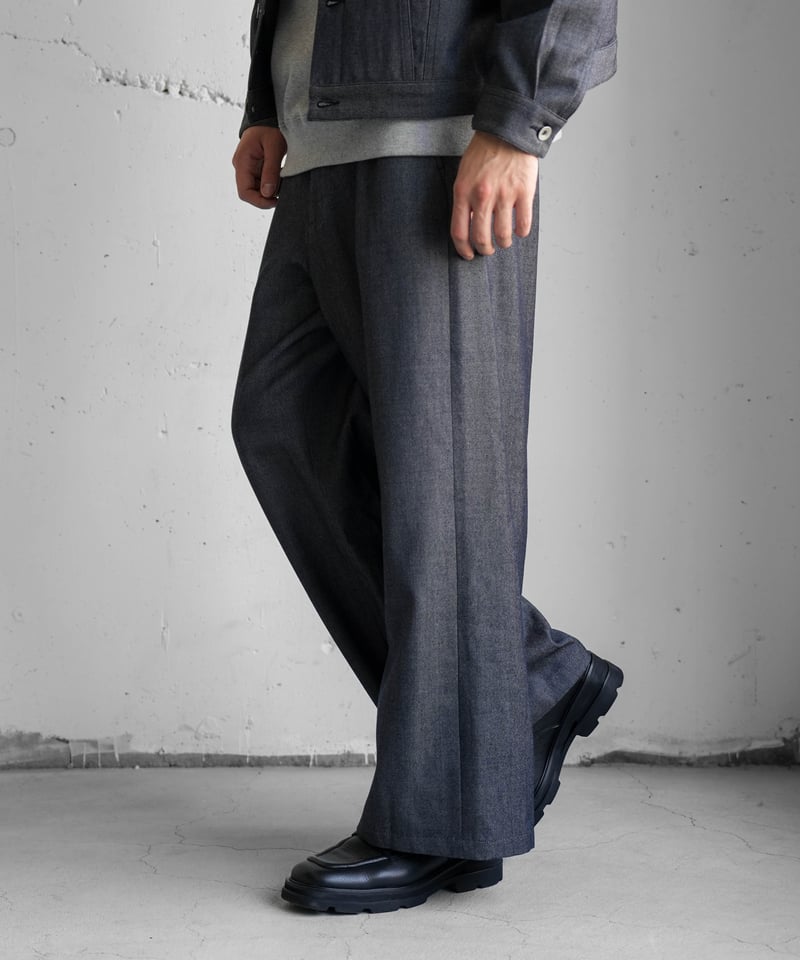 WOOL DENIM WIDE TROUSERS | CTHY