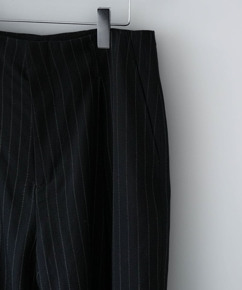 HIGH-END PIN STRIPE WOOL WIDE TROUSERS | CTHY