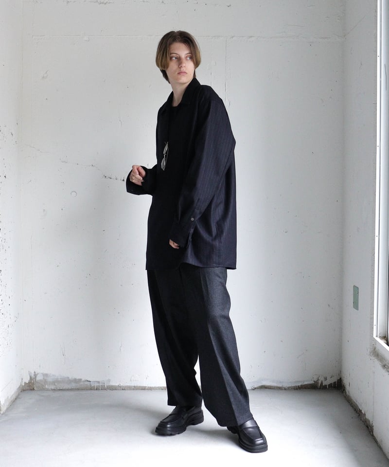 HIGH-END FLANNELANA WOOL SLIT LONG SHIRTS | CTHY