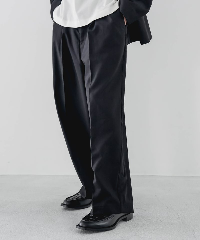 TWILL WIDE TAPERED SLACKS | CTHY