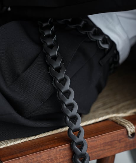 LUXURY MATERIAL CHAIN LONG BUTTERO LEATHER BELT