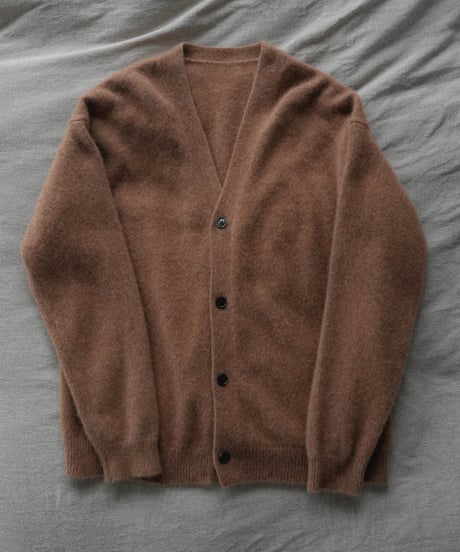 FOX SILK WOOL SHAGGY KNIT CARDIGAN