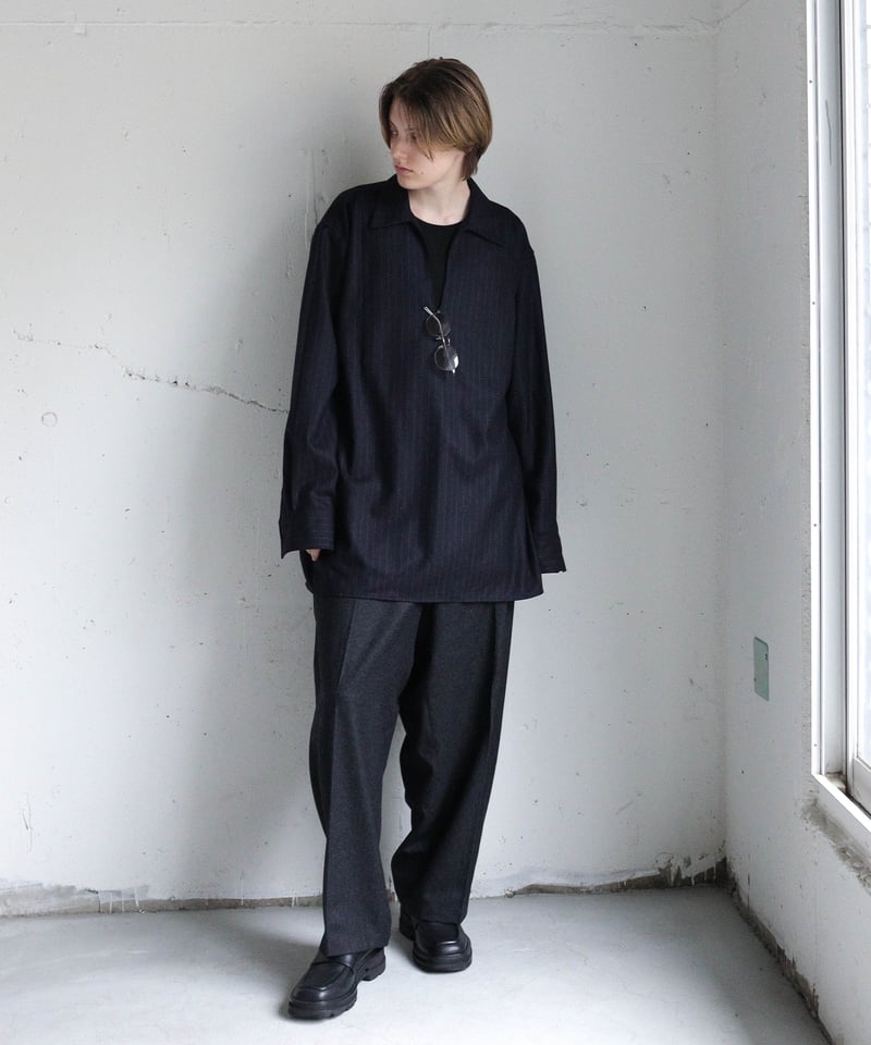 HIGH-END FLANNELANA WOOL SLIT LONG SHIRTS | CTHY