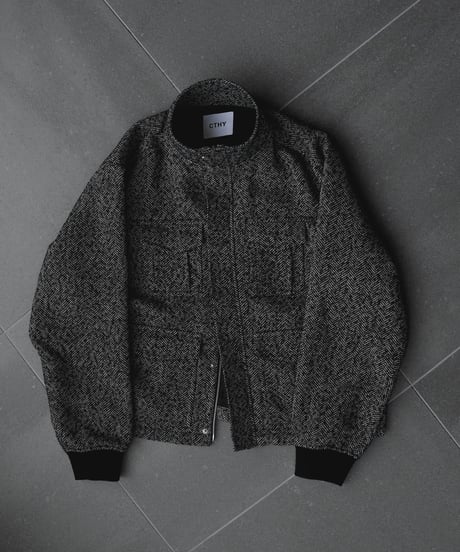 HERITAGE WOOLING HERRINGBONE TWEED HIGHNECK BLOUSON by Silver 950
