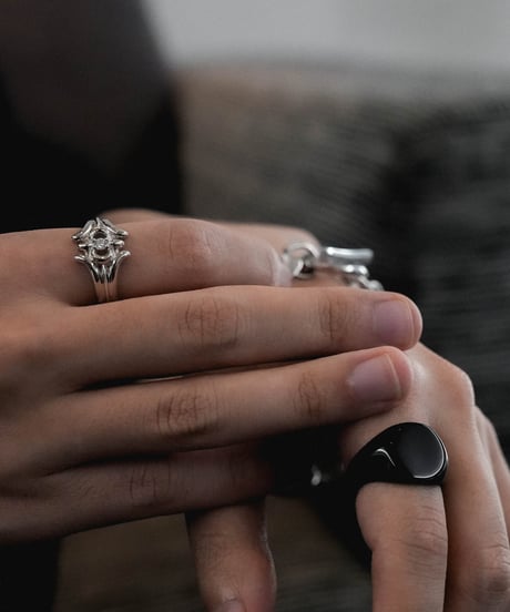 LUXURY MATERIAL ALL STONE RING by BLACK AGATE