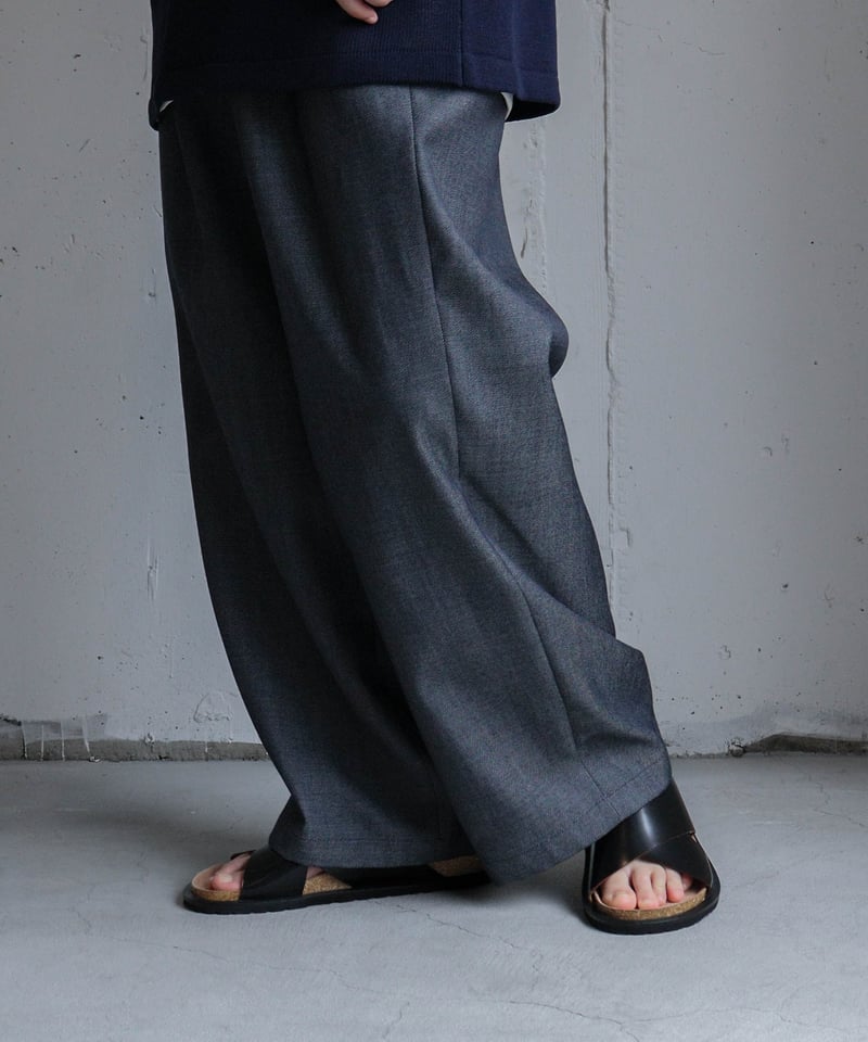 WOOL DENIM WIDE SLACKS | CTHY