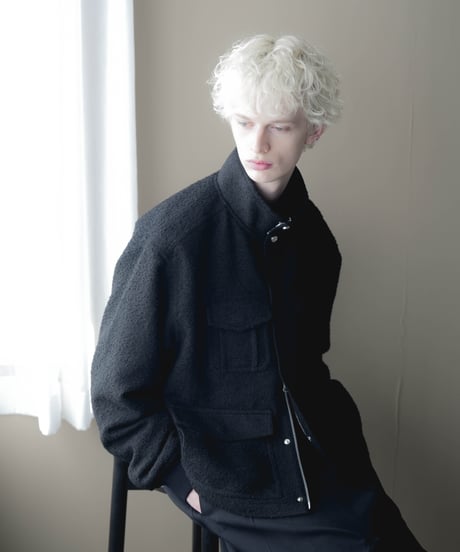 HERITAGE WOOLING HERRINGBONE TWEED HIGHNECK BLOUSON by Silver 950