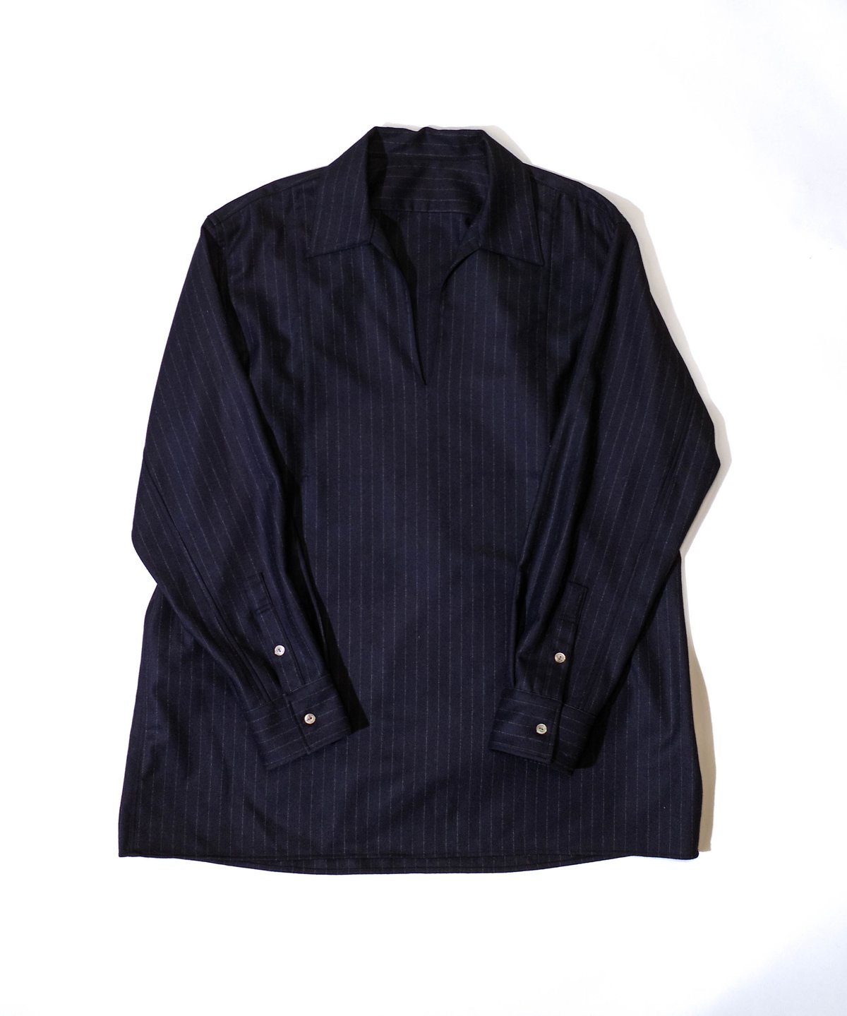 HIGH-END FLANNELANA WOOL SLIT LONG SHIRTS | CTHY 