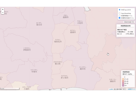 神奈川県：PowerBI&ローカルHTML向けH31年行政区域TopoJSON
