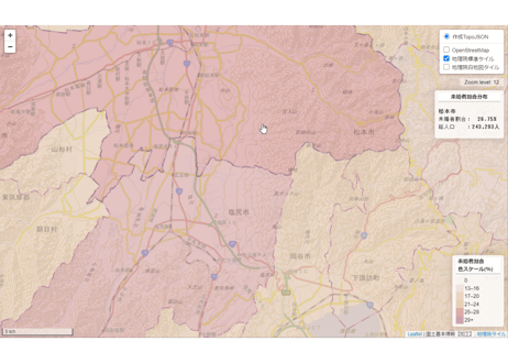 長野県：PowerBI&ローカルHTML向けH31年行政区域TopoJSON