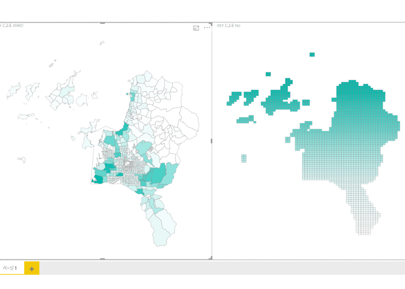 白地図ピース 重ねて覚える191ピース　スタディアップ 愛媛県松山市：PowerBI向けH27年度国政調査(町丁・字)TopoJSON