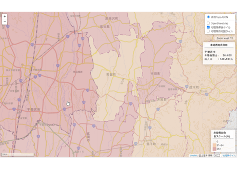 栃木県：PowerBI&ローカルHTML向けH31年行政区域TopoJSON