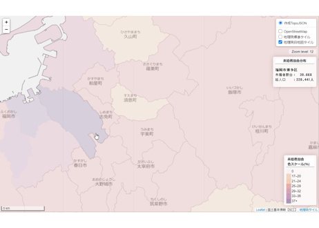 福岡県：PowerBI&ローカルHTML向けH31年行政区域TopoJSON