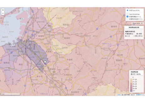 福岡県：PowerBI&ローカルHTML向けH31年行政区域TopoJSON