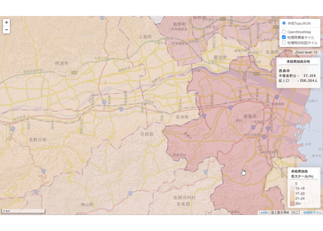 徳島県：PowerBI&ローカルHTML向けH31年行政区域TopoJSON