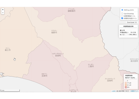 静岡県：PowerBI&ローカルHTML向けH31年行政区域TopoJSON