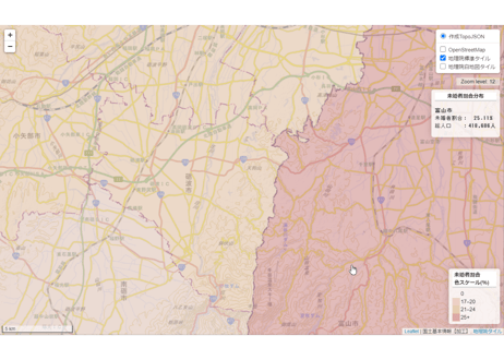 富山県：PowerBI&ローカルHTML向けH31年行政区域TopoJSON
