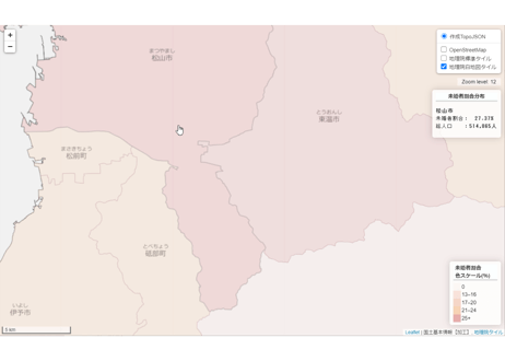 愛媛県：PowerBI&ローカルHTML向けH31年行政区域TopoJSON